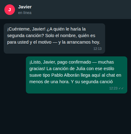 Mensaje real de un cliente